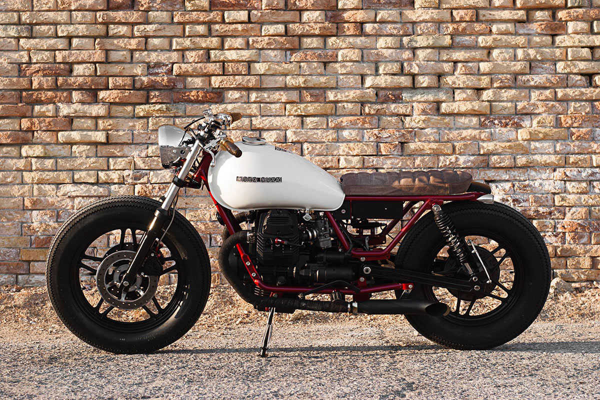 Moto Guzzi V65 brat style con linee bobber café racer